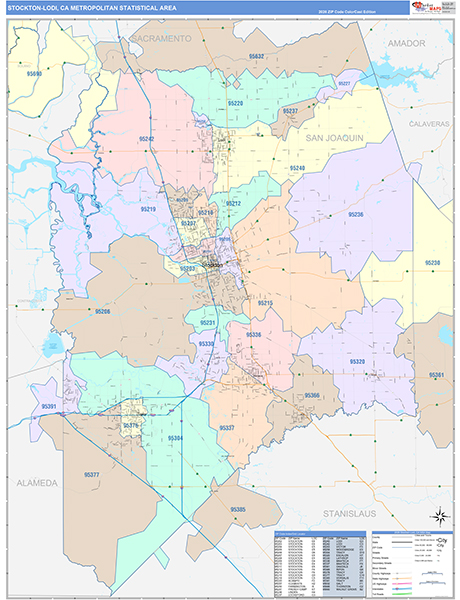 Stockton-Lodi Metro Area Wall Map